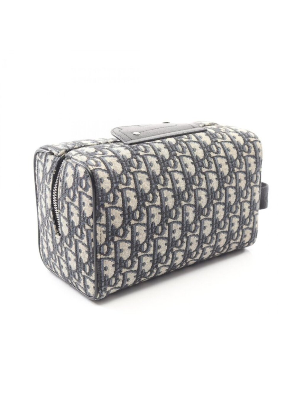 Dior Clutch Rango White Jacquard Navy Canvas Leather Blue Toiletries Case - Picture 2 of 9